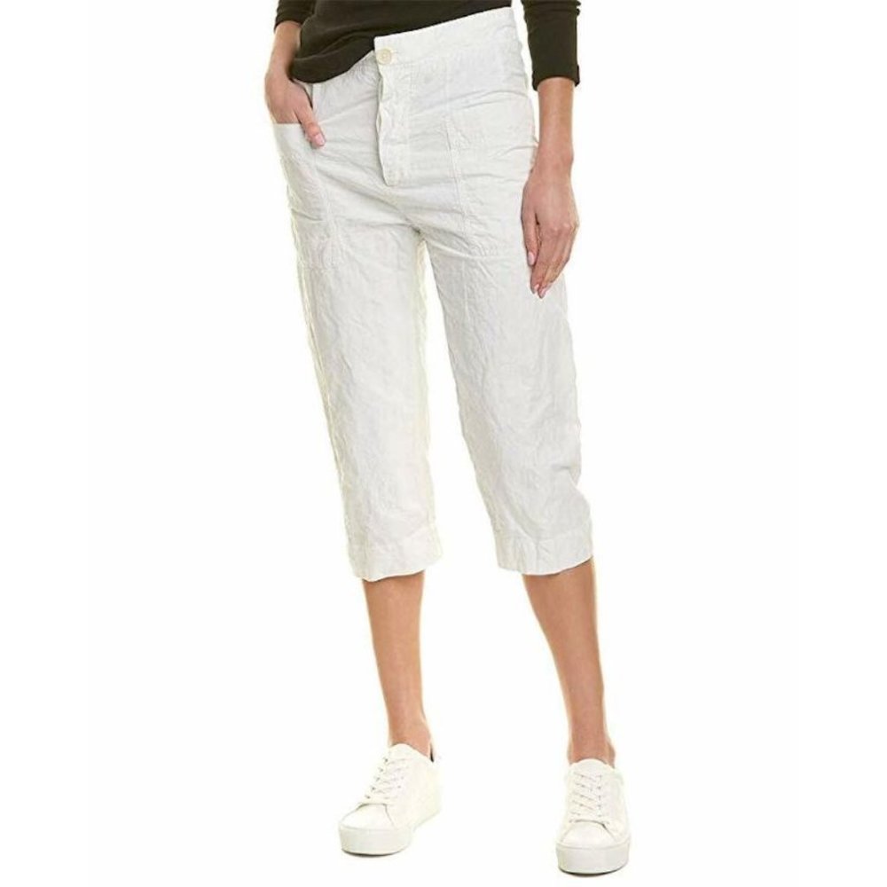 NWT James Perse Pants Womens Size 28 W34 L19 crop Chalk Button Fly Lined White